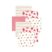 Little Treasure Hudson Baby Girls Cotton Poly Flannel Receiving Blankets 7-Pack, Pink Fruit Salad, 30x30 inches