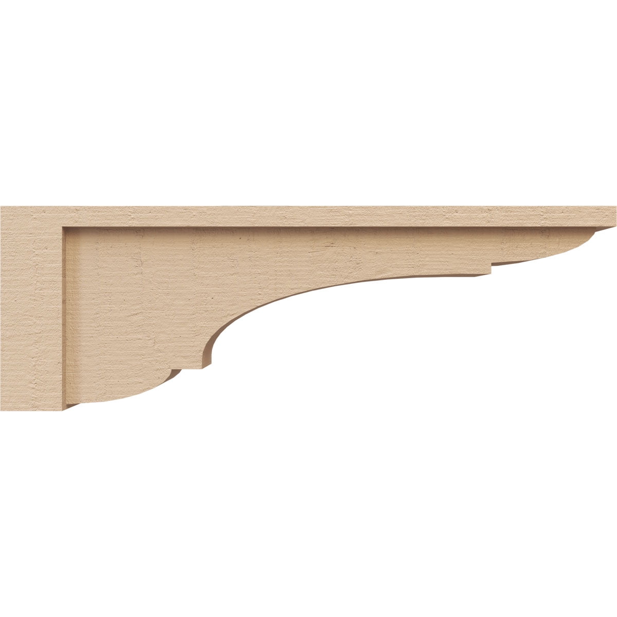 4"W x 24"D x 8"H Thin Bryant Rough Cedar Woodgrain TimberThane Corbel, Primed Tan