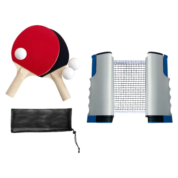 Fzaqwen Ping Pong Paddles Set Retractable Net Accessories Portable Rackets and Balls for Grey