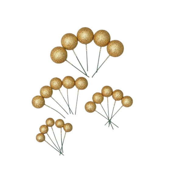 KeirineCC Baking Cake Decorations Colorful Foam Balls And Glitter Balls Birthday Cake Decorations 1 Pack Of 20 Pieces,Gold