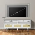 thumbnail image 6 of Cozy Castle Rattan TV Stand with Storage for 65/70 Inch TV, 61" in Boho TV Entertainment Center, TV Console for Living Room, White, 6 of 8
