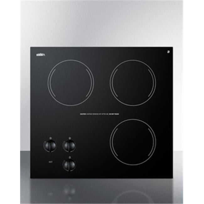 Summit Cr3240 230v 3 Burner Cooktop Black Ceramic Glass