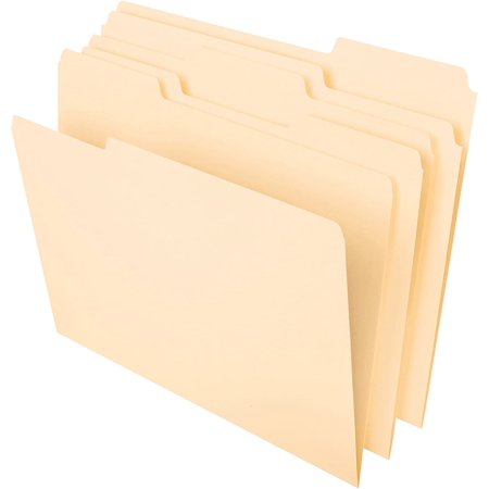 File Folders, Letter Size, 8-1/2" x 11", Classic Manila, 1/3-Cut Tabs in Left, Right, Center Positions, 100