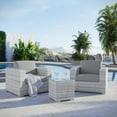 thumbnail image 2 of Side Lounge Chair Table Set, Rattan, Wicker, Grey Gray, Modern Contemporary Urban Design, Outdoor Patio Balcony Cafe Bistro Garden Furniture Hotel Hospitality, 2 of 10