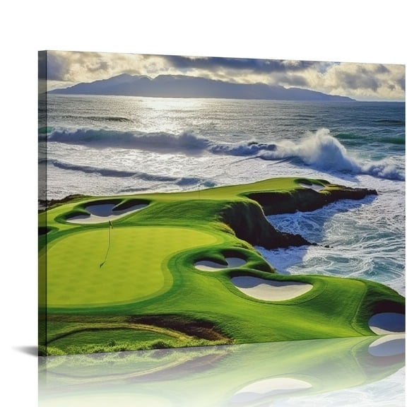Shiartex Green Golf Course Scenery Canvas Painting Wall Art Prints Nature Landscape Picture Artwork for Living Rooms Men's Office Home Decor 20x16 in/16x12 in
