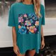 thumbnail image 5 of Faldas Cortas para Mujeres, Impresión de Flores Casual Oversized Camiseta de Manga Corta Top Hecho de 95% Poliéster 5% Spandex para Primavera Verano, Falda Corta de Verano, 5 of 7