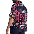 thumbnail image 3 of Valentine's Day Font Men's Short Sleeve Casual Printed Button Down Beach Shirt - Summer Hawaiian Top, 3 of 6