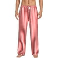 thumbnail image 2 of Picia Red And White Stripes Mens Soft Woven Cotton Elastic Waistband Sleep Pajama Pant Lounge Sleep Pant With Pockets And Drawstring-X-Large, 2 of 9