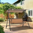 thumbnail image 3 of YYAo Porch Swing Chairs,Patio Porch Swings,3-Person Porch Swing with Stand, Outdoor Swing for Patio Porch with Comfortable Swing Bench-Style Seat, Brown, 3 of 10