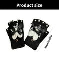 thumbnail image 5 of Half Finger Winter Gloves with Heart Bowtie Warm and Windproof Hand Warmer Short Gloves for Office School Daily Wear, 5 of 11