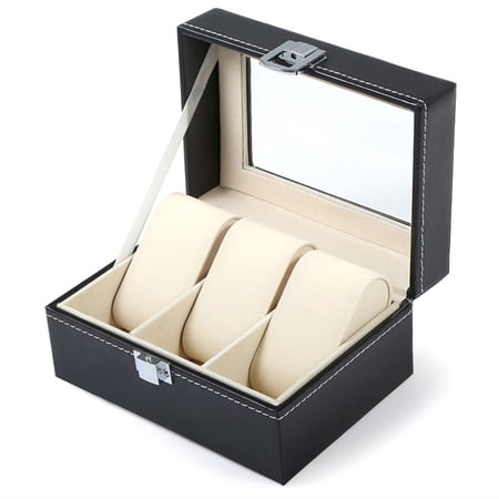 3 Slots PU Leather Watch Box Simplicity High-grade Strong Decorate Jewelry Bracelet Necklace Storage Case Organizer watch box