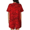 thumbnail image 3 of Bingfone Red Rose Print Pajamas Sets for Women Soft Short-Sleeved Pjs with Lounge Shorts Two Piece Sleepwear, 3 of 8