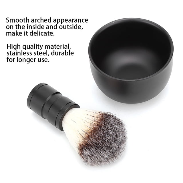 Bol à Savon à Raser en Acier Inoxydable avec Brosse à Cheveux, Mousse Riche pour la Peau