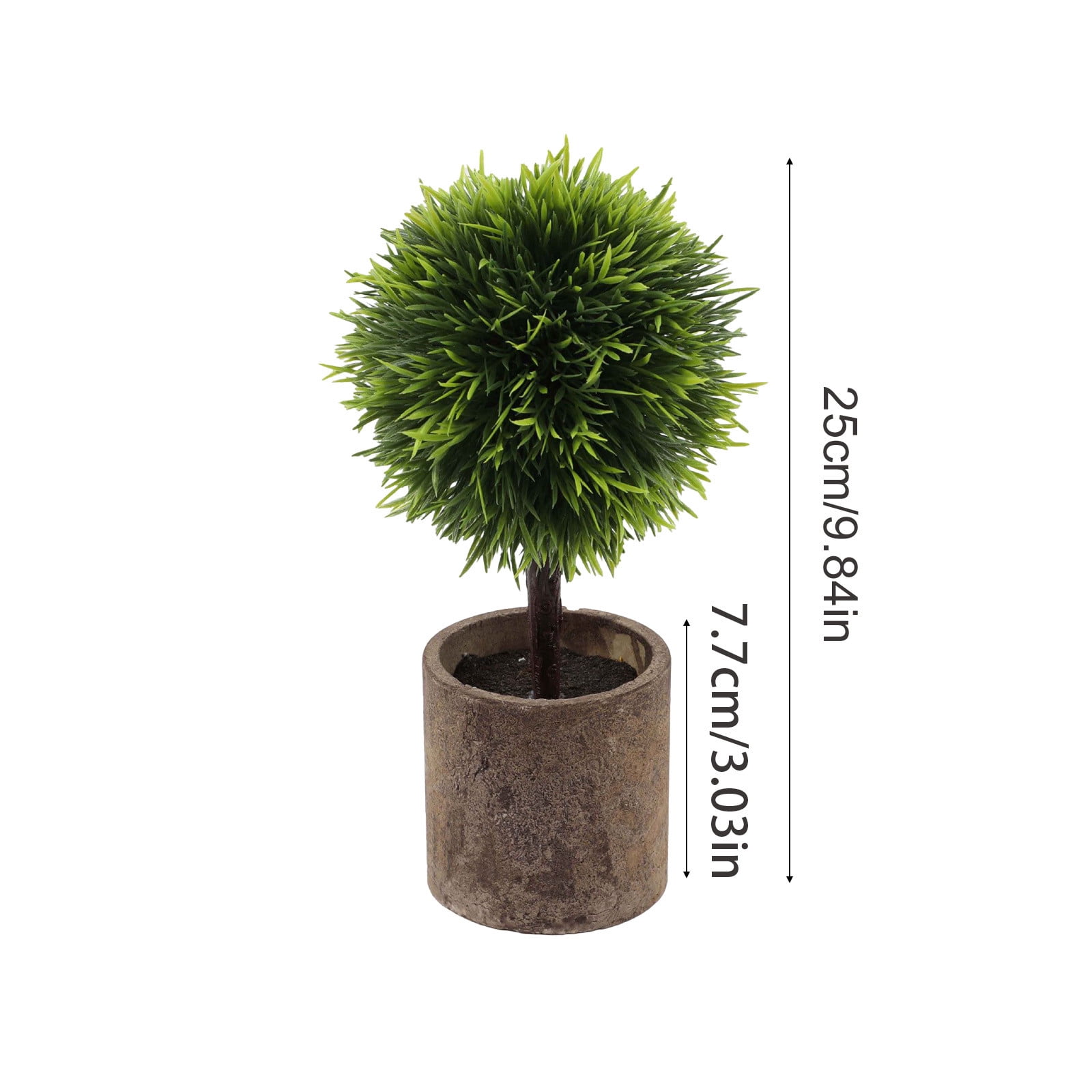 RuiJiao Artificial Green Grass Ball Potted, Fake Shrubs Ball Plant Decoration, Faux Small Boxwood Topiary, Home Office Desk Table Room