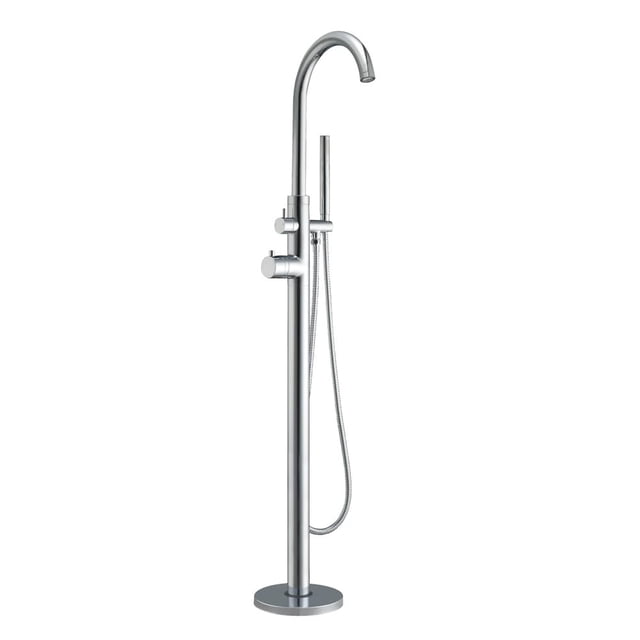 Whitehaus Collection Filler WHT7369S-C Floor Mount Free Standing Tub Faucet with Handshower Chrome