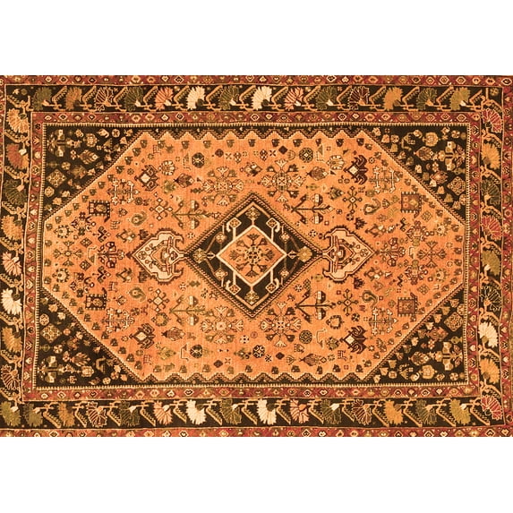 Ahgly Company Indoor Rectangle Medallion Orange Traditional Area Rugs, 5' x 7'