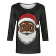 thumbnail image 4 of Craaazy Shirts for Women Christmas Print 3/4 Sleeve Holiday Loose Tops Gifts, 4 of 5
