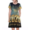 thumbnail image 1 of Fotbe 2025 New Year 5 Vestido Largo de Moda para Mujer, Vestido Tipo Camiseta con Manga Corta y Estilo Casual a Rayas y Bloques de Color, 1 of 6