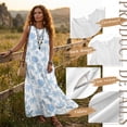 thumbnail image 7 of FOR U DESIGNS Tropical Palm Tree Monstera Print Couples Matching Outfits Hawaiian Linen-Look Women Sleeveless Maxi Dress or Men Button Down Shirt His and Hers Matching Set, 7 of 7