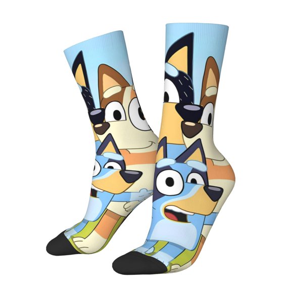 Silaia Bluey Print Adult Socks, Athletic Socks, Mens and Womens Crew Cushion Socks,Work Athletic Running Socks,Casual Breathable Socks