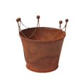 thumbnail image 1 of Maceta de metal envejecido, decorativa, con diseño de flores desgastadas, estilo vintage, pequeña, para porche, interior, exterior, balcón, casa o 17x17x20cm, 1 of 8