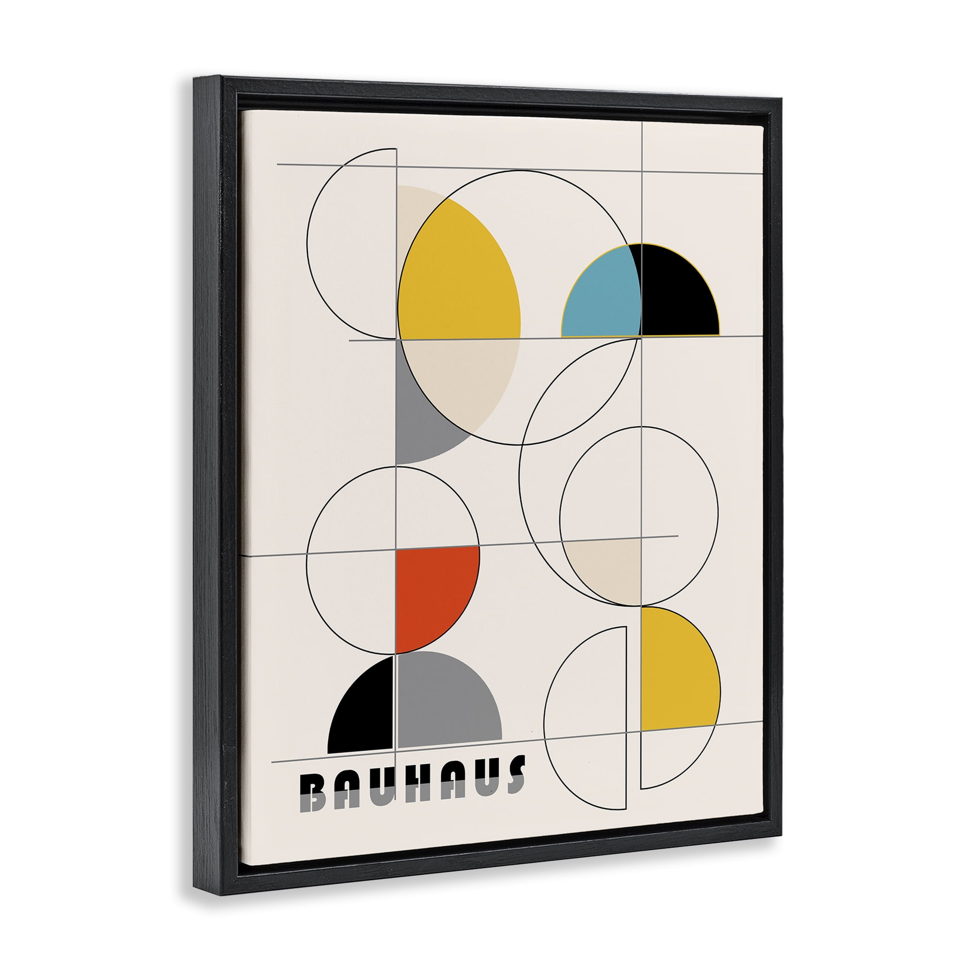 Stupell Industries Bauhaus Movement Geometrics Abstract Painting Black Floater Framed Canvas Art Print Wall Art, 17 x 21