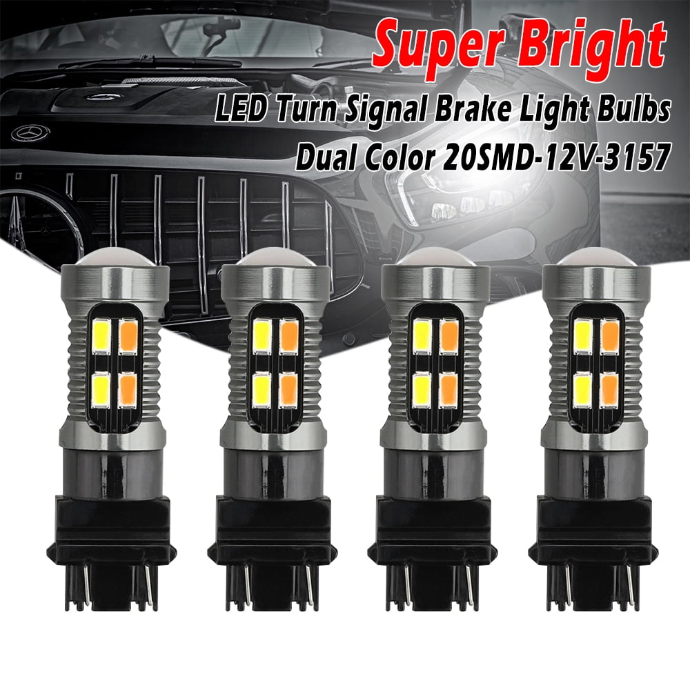 Turn Signal Blinkers Works as Brake Lights Brilliant Red 12-24V 54-SMD with Projector Lens Extremely Bright Tail Lights ENDPAGE 7443 7440 992 T20 LED Bulb 2-pack 
