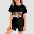 thumbnail image 2 of mgoYE 4th of July Outfit Set Girls Boys 250 Years American Anniversary Outfit Set American Flag Stars Fireworks Graphic Tee Shorts Set(Black,3-4 Years), 2 of 7