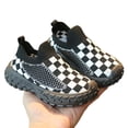 thumbnail image 5 of Willtoo Kids Slip On Knit Sneakers Breathable Mesh Checkered Pattern Walking Shoes Lightweight Non-Slip Casual Running Sport Shoes, 5 of 6