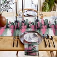thumbnail image 3 of Table Runner Abstract Gray Pink City Table Decoration for Kitchen Dinning Oil Painting Table Decoration for Indoor Outdoor Party Wedding Decor 13x72inch, 3 of 7