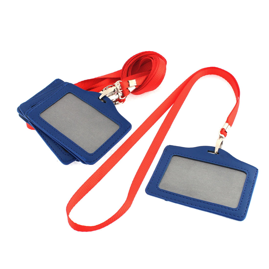 Red Double ID Card Holder & Red Neck Strap Lanyard With Metal Clip 