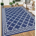 thumbnail image 4 of Twister.CK Outdoor Rug 5x8ft Waterproof for Patios, Plastic Straw Rug Camping Carpet Mats for Picnic, Backyard, Deck, Balcony, Porch, Beach, Dark Blue & White, 4 of 8
