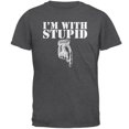 thumbnail image 1 of I'm With Stupid Pervert Funny Dark Heather Adult T-Shirt, 1 of 1
