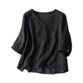thumbnail image 2 of SNKSDGM Women's Plus Casual Easter Shirts for Women Plus Size Tops for Women Long Sleeve Women's Linen Round Boxy Top Patchwork Blouses Womens Shirts Long Sleeve Sexy, 2 of 7