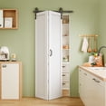 thumbnail image 2 of 40" X 84" Paintable Frosted Glass Bi-Fold Sliding Barn Door, Pre-Assembled Solid Core Panel Bifold Barn Door With Hardware Kit Included, Water-Resistant Primed White Finish, Effective Sound Reduction, 2 of 7