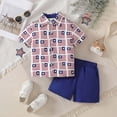 thumbnail image 2 of Xudanell Boys Summer Clothes Button Short Sleeve Independence Day Outfits T Shirt Shorts Set for Boys Fashionable Wear Blue 6-7 Years, 2 of 9