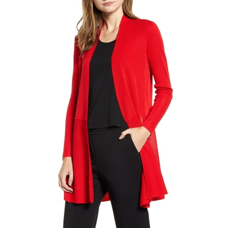 Anne Klein Women's Open Front Longline Cardigan Gray Size Small