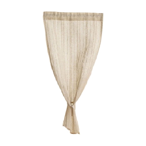 Tunhigl 39.37" x 78.74" Bohemian Linen Sheer Curtain, Semi-Sheer Striped Design, Rod Pocket Installation, Beige/White