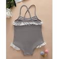thumbnail image 7 of Styles I Love Toddler Kid Girls Ruffle One-Piece Swimsuit Solid Bathing Suit Beach Swimwear (Grey, 100/2-3 Years), 7 of 7