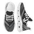 thumbnail image 1 of Zapatillas de plataforma con cordones y estampado 3D de hierba plateada para mujer, zapatos planos con estampado tribal de tela, transpirables y suaves., 1 of 6