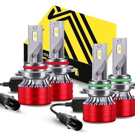 Quayub 9006 9005 LED Headlight Kit Combo Bulbs 6000K High Low Beam Super Bright White 60W 28000LM