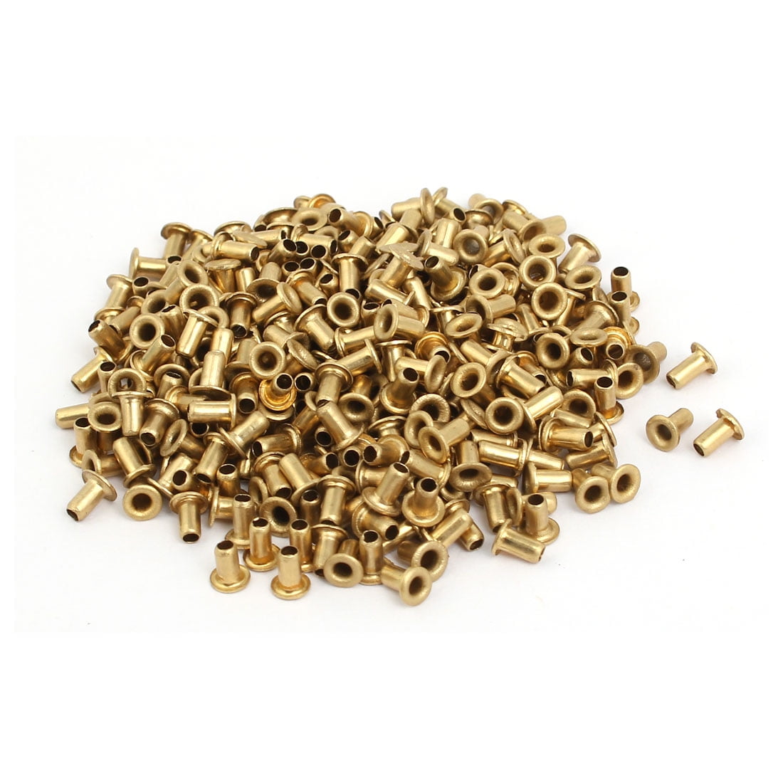 500pcs M2.3 x 4mm Brass Plated Metal Hollow Eyelets Rivets Gold Tone