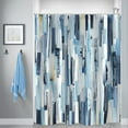 thumbnail image 3 of Blue and White Shower Curtain, Abstract Modern Ombre Art Painting Graffiti Machine Washable Waterproof Fabric for Bathroom Decor Bathtub with Hooks 72"W x 78"L (Pack of 1), 3 of 6