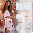 thumbnail image 5 of FKELYI Pink Cartoon Cat Egg Print Women Pajama Dress Button Down Nightgowns Sleepwear Dress Breathable Nightdress Short Sleeve House Dress for Summer Spring Nightwear Dress, 3XL, 5 of 6