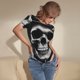 thumbnail image 3 of Balery Black White Hat Skull Body de cuello redondo de manga corta para mujer Tops de manga corta Tops básicos-Medium, 3 of 7