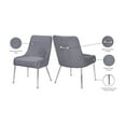 thumbnail image 2 of Meridian Furniture Ace Gray Velvet Dining Chair with Chrome Legs (Set of 2), 2 of 7