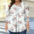 thumbnail image 7 of Xdegoge Plus Size Womens Clothes Plus Size Tops Oversized T Shirts Summer Boho T-Shirts Crew Neck 3/4 Sleeve Ladies Tops Summer Loose Fit Fashion Blouses s / History, 7 of 7
