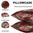 thumbnail image 5 of Throw Pillow Covers 16x16 Inch Set of 2, Cardinal Bird Waterproof Outdoor Pillow Covers, Poinsettia Pine Cones Berry Flowers Red Plaid Decorative Cushion Pillowcases for Couch, Sofa, Bed, Patio, 5 of 9