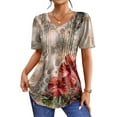 thumbnail image 3 of Fantaslook Blouses for Women Dressy Casual V Neck Pleated Tunic Tops Summer Short Sleeve Boho Shirts, 3 of 8