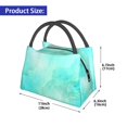 thumbnail image 2 of Yiaed Cyan Mint Marble Print Lunch box lunch bag Portable Insulated Lunch Box for Women Men Cooler Tote Bag with Front Pocket for Work Picnic Travel, 2 of 6